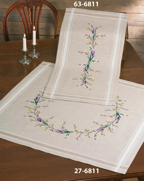 Broderikit Krokus Ranke 80 x 80 cm