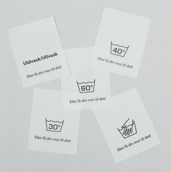 Labels med vaskeanvisning