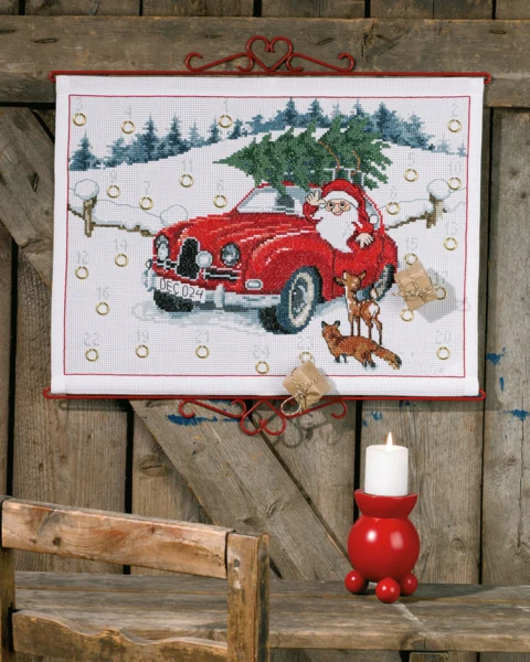 Broderikit Julemand i bil B5125/58 58 x 44 cm