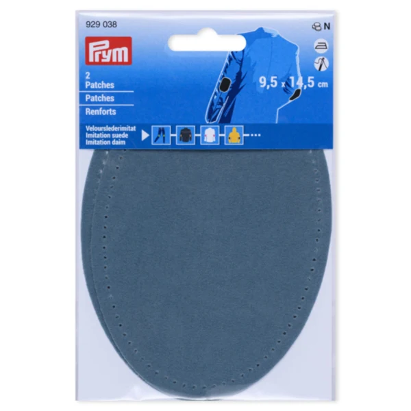 Prym Albuelapper Imiteret Ruskind, 9.5x14.5 cm Jeansblå