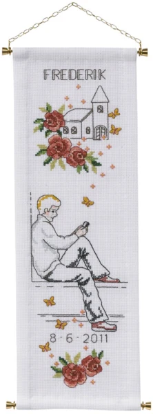 Broderikit Konfirm. Dreng 14 x 41 cm B/5205/14