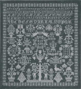 Broderikit Grå navneklud 54 x 59 cm
