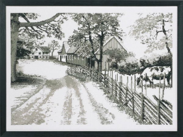 Broderikit Grafisk gård 42 x 58 cm