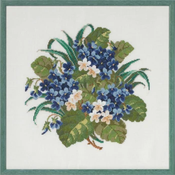 Broderikit Buket m/violer 37 x 37 cm