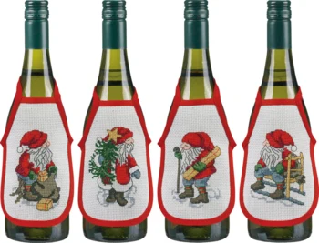Broderikit Juleflaske forklæder x 4 10 x 15 cm