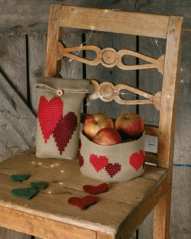 Broderikit Hjerte kurv 17 Ø cm