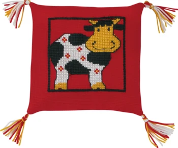 Broderikit Ko 28x28 cm