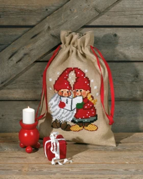Broderikit Julesæk m/ syngenisser 39 x 55 cm