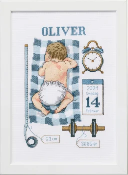 Broderikit Dåbsminde Oliver 21 x 30 cm