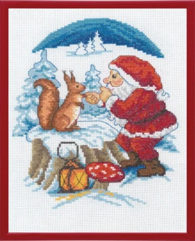 Broderikit Julemand med egern R5798 20 x 25 cm