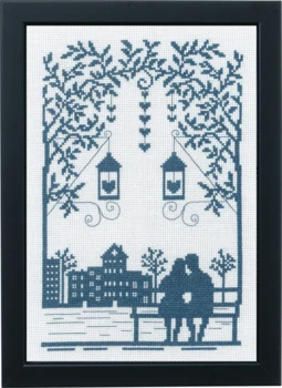 Broderikit Par på bænk 29 x 20 cm