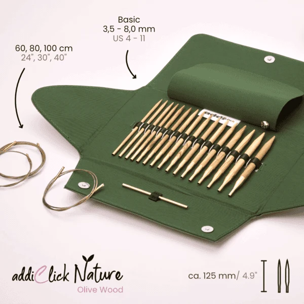 Addi Click Nature Olive Rundpindesæt