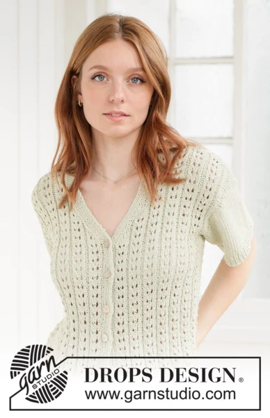 266-25 Sweet Lime Cardi by DROPS Design