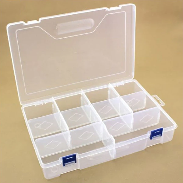 HobbyArts Plastboks med låg, transparent, 29,6x19,7 cm, 10 rum