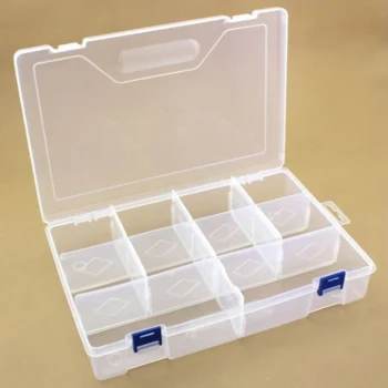 HobbyArts Plastboks med låg, transparent, 29,6x19,7 cm, 10 rum