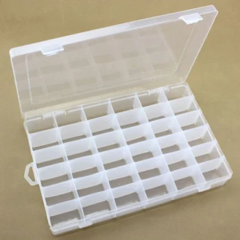HobbyArts Plastboks med låg, transparent, 27,7x17,8 cm, 36 rum