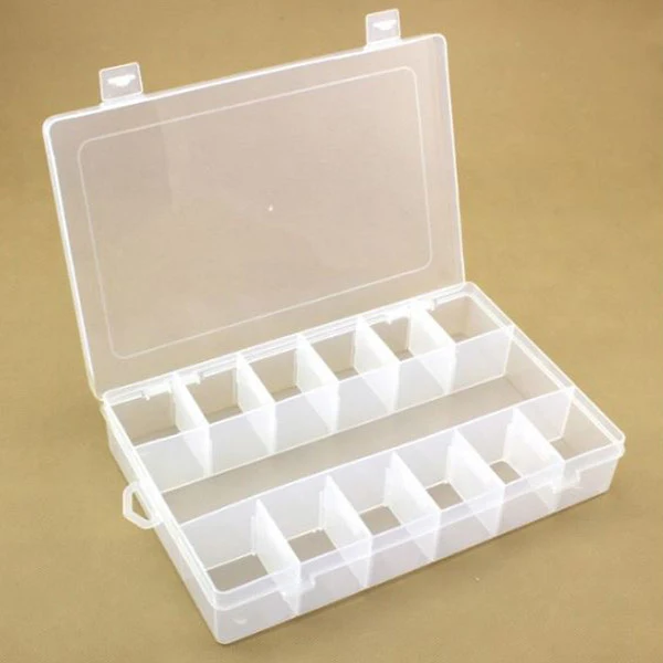 HobbyArts Plastboks med låg, transparent, 27,3x18,4 cm, 13 rum