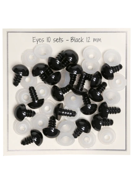 Go Handmade Sikkerhedsøjne Sorte 12 mm (10 par)