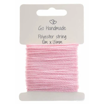 Go Handmade polyester snøre 10mx15mm pink