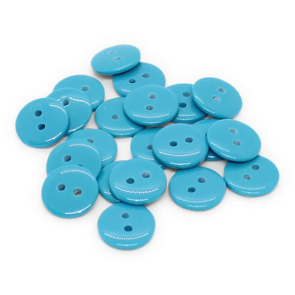 HobbyArts Runde Plastikknapper Turkis, 20 stk