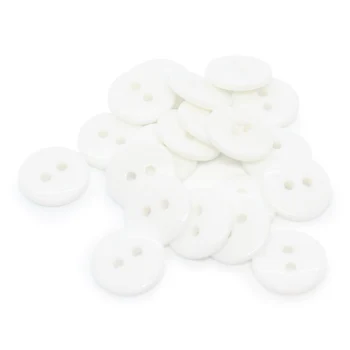 HobbyArts Runde Plastikknapper Hvid, 12,5mm, 20 stk