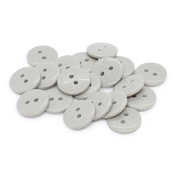 HobbyArts Runde Plastikknapper Lysegrå, 12,5mm, 20 stk