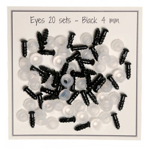 Go Handmade Sikkerhedsøjne Sort 4 mm (20 par)