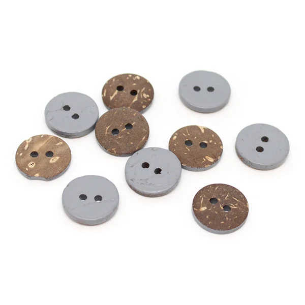 HobbyArts Farvede Kokosknapper Grå 15 mm, 10 stk