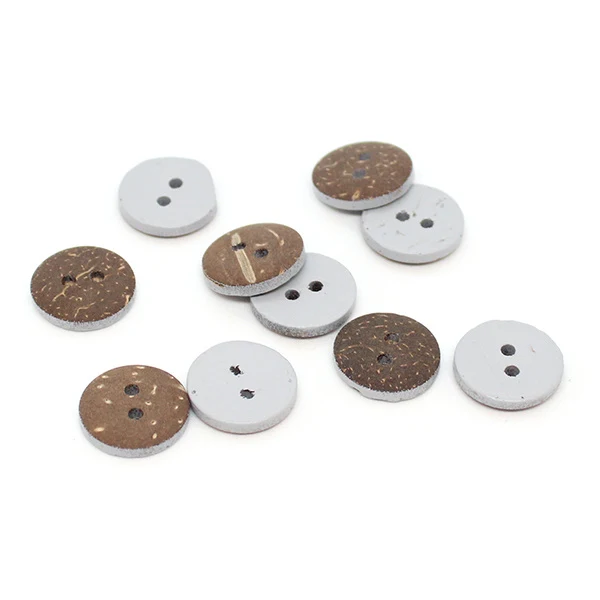 HobbyArts Farvede Kokosknapper Lysegrå 15 mm, 10 stk