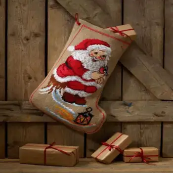 Broderikit julestrømpe nisse på stub