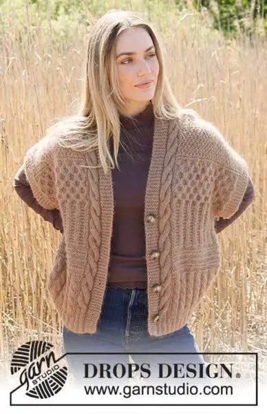 237-10 Cracked Walnuts Vest by DROPS Design