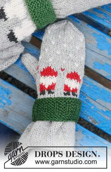 44-16 Santa Time Mittens by DROPS Design