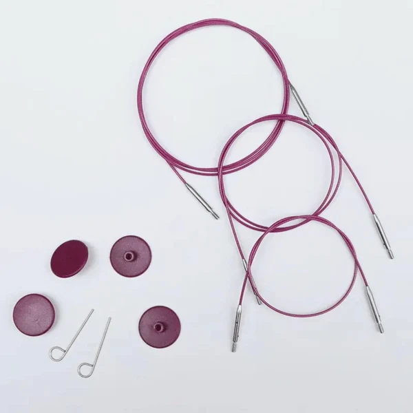 KnitPro Rustfrit Stålkabel Swivel Lilla (40-150 cm)