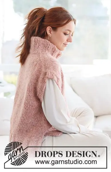 237-3 Pink Salt Vest by DROPS Design