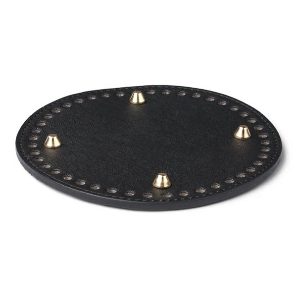 HobbyArts Rund PU Læder Taske- og Kurvebund, Sort (15 cm)