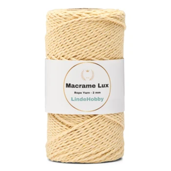 LindeHobby Macrame Lux, Knyttegarn, 2 mm 08 Lys gul