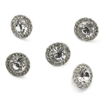 HobbyArts Rhinstensknapper, Hvid, 11 mm, 5 stk