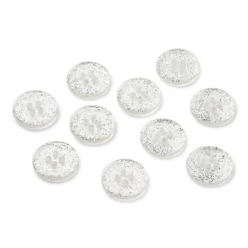 LindeHobby Glitterknapper, Sølv, 15 mm, 10 stk