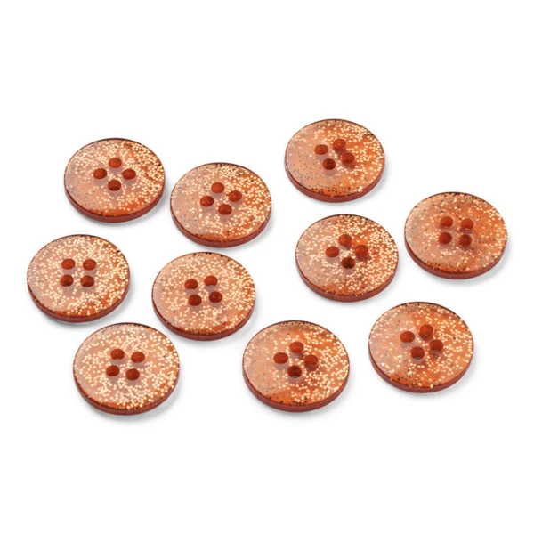 LindeHobby Glitterknapper, Kobber, 15 mm, 10 stk