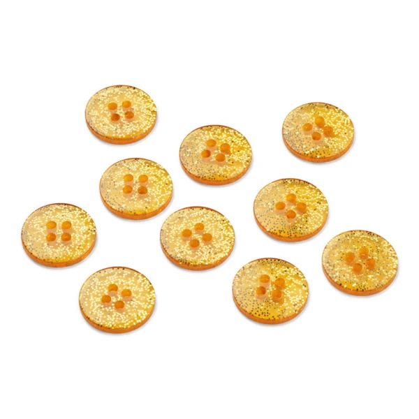 LindeHobby Glitterknapper, Guld, 15 mm, 10 stk