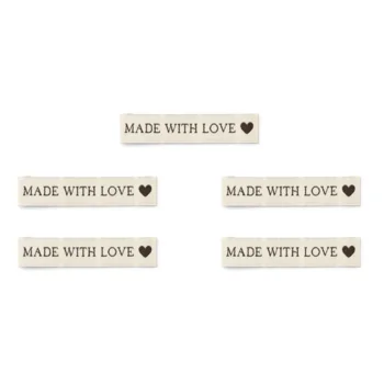 LindeHobby Made With Love, Label Med Motiv (7 cm x 1 cm), 5 stk
