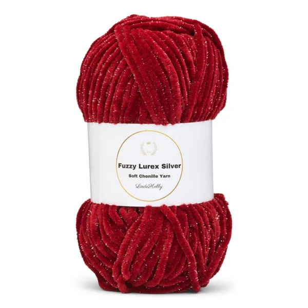 LindeHobby Fuzzy Chenille Silver Lurex 12 Bourgogne