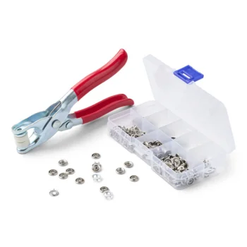 LindeHobby Trykknapværktøj med 50 Assorterede Knapper, 9.5 mm
