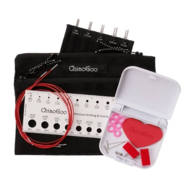 ChiaoGoo Udskiftelige Rundpindesæt Twist Red Lace, Mini, 10 cm
