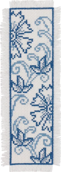 Broderikit Blå blomst 7 x 22 cm