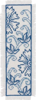 Broderikit Blå blomst 7 x 22 cm