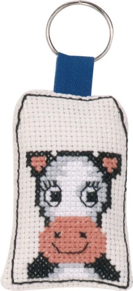Broderikit Nøglering ko 5 x 7 cm