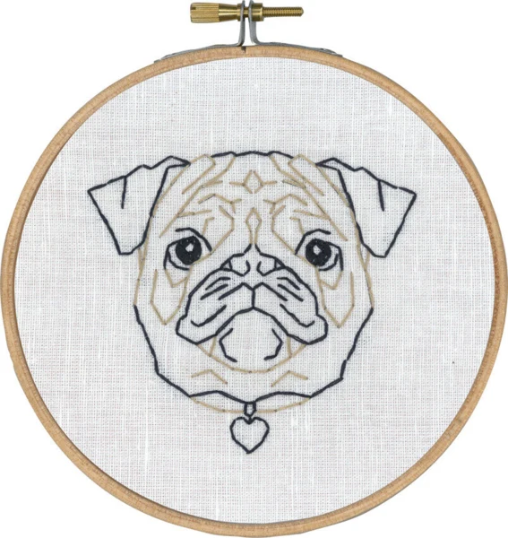 Broderikit Mops i streg m/5810/13
