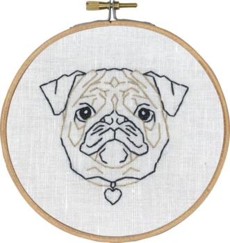 Broderikit Mops i streg m/5810/13