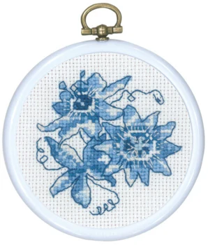 Broderikit Blå passiflora 8 Ø